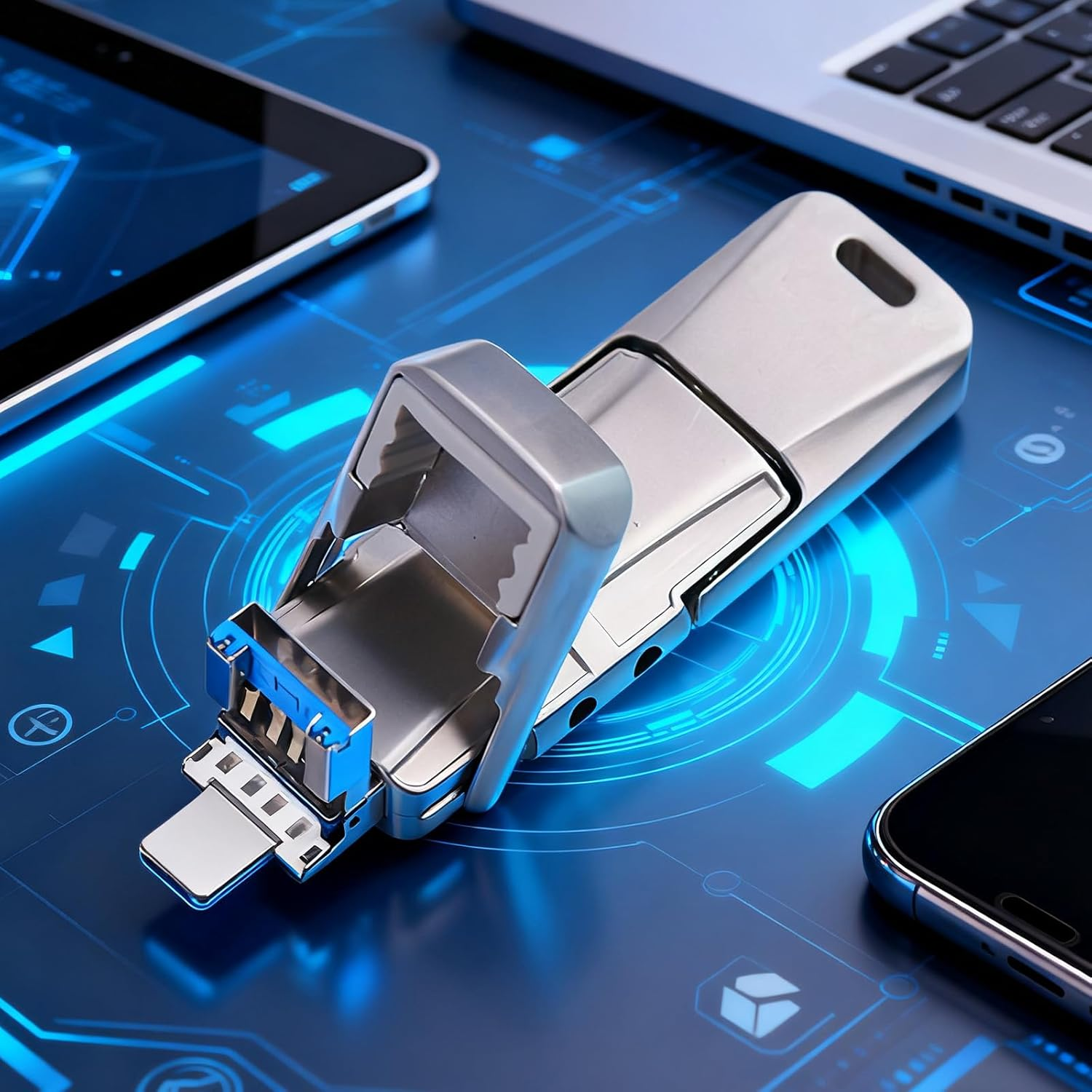 USB Flash Drive, 1Tb High-Speed Photo Stick, Data and Photo Storage Backup, 4-In-1 USB Storage, Suitable for Iphone/Ipad/Android/Pc/More Devices image number 4