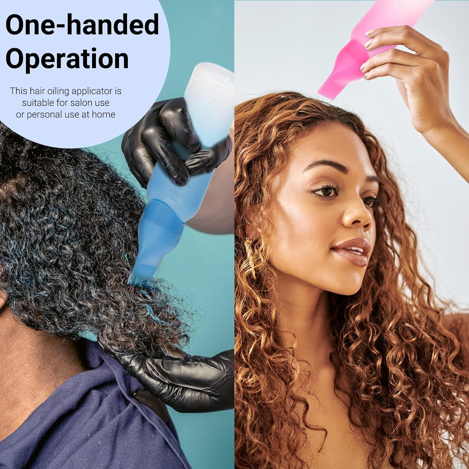 Melearch 3 Pieces Hair Oil Root Comb Applicator Bottle with Graduated Scale, Versatile Atomiser Bottles - Shampoo Bottle for Scalp Treatment in Salon at Home, Hair Colouring