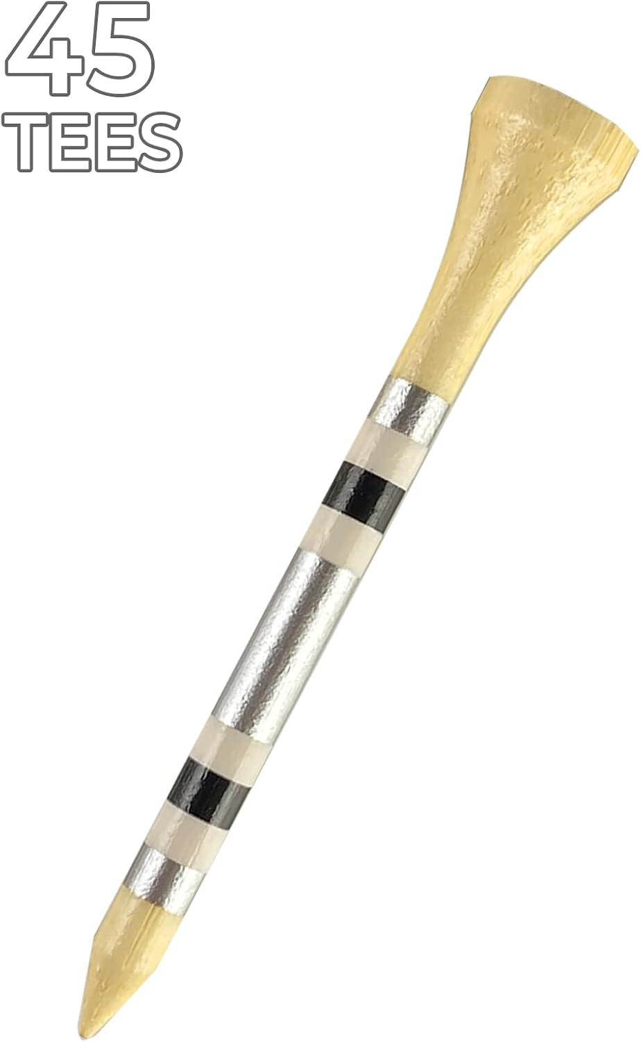 Pride Sports Nova Bamboo Golf Tees, Silver/White/Blue, 3.25 Inch (45 Pieces)