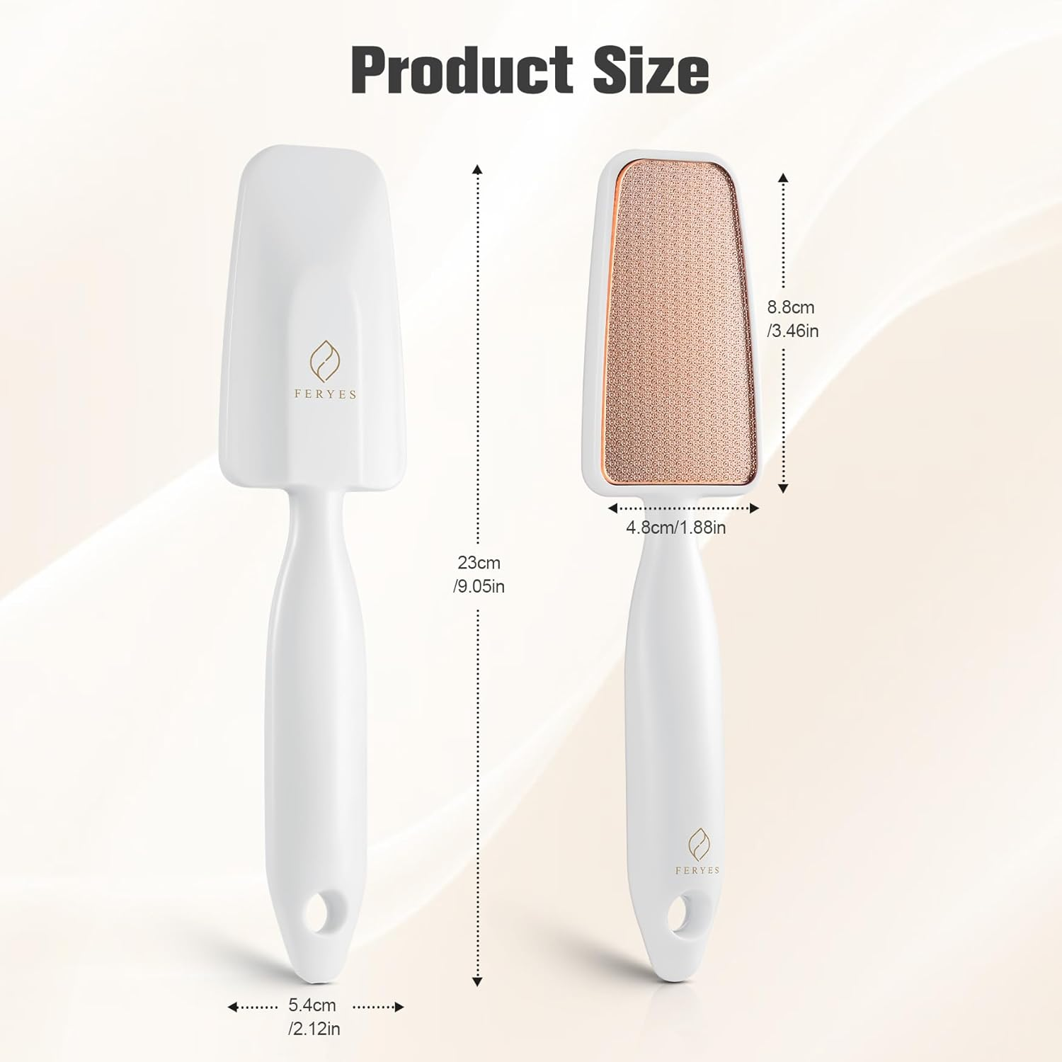 FERYES Glass Foot File Callus Remover - Long Handle Glass Foot Scrubber for Dead Skin, Cracked Heel Scraper Buffer - Professional Pedicure Tool for Smooth, Beautiful Feet - White image number 3