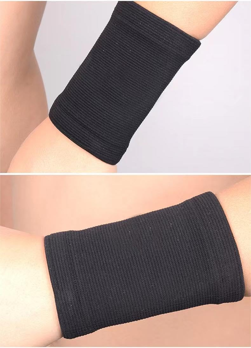 Wrist Band Support Sleeve (1 Pair) - Elastic & Breathable Knitted Fabric Compression Brace - for Tennis, Gym, Sport, Tendonitis (Black) image number 2