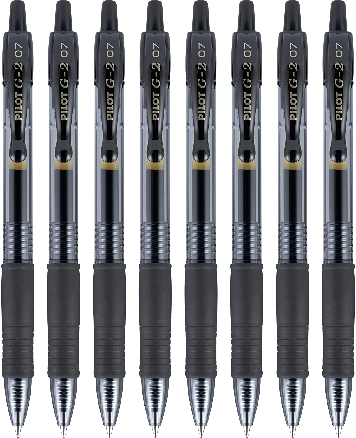 Pilot, G2 Premium Gel Roller Pens, Fine Point 0.7 Mm, Black, Pack of 8