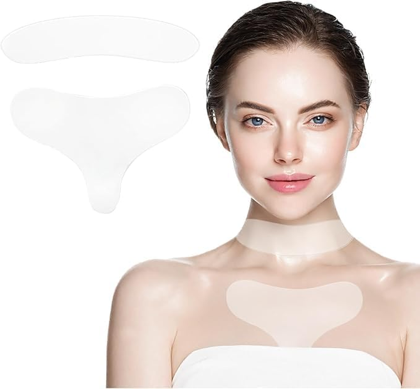 Silicone Chest and Neck Wrinkle Patches, Transparent, 2 Piece Set, Decollete Anti-Wrinkle Pads for Side Sleeping image number 1