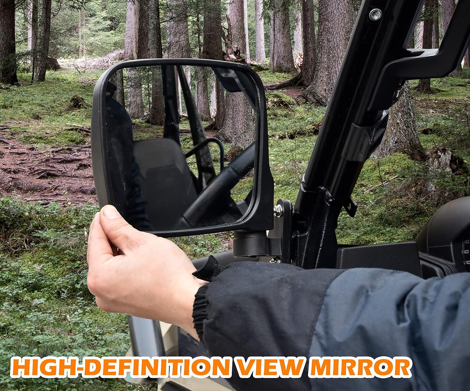 SAUTVS Adjustable Wider Rearview Side Mirrors for Polaris Ranger XP 1000, Folding Clear Rear View Side Mirrors for Polaris Ranger XP 1000 Crew 2018-2023 Accessories(2Pcs) image number 3