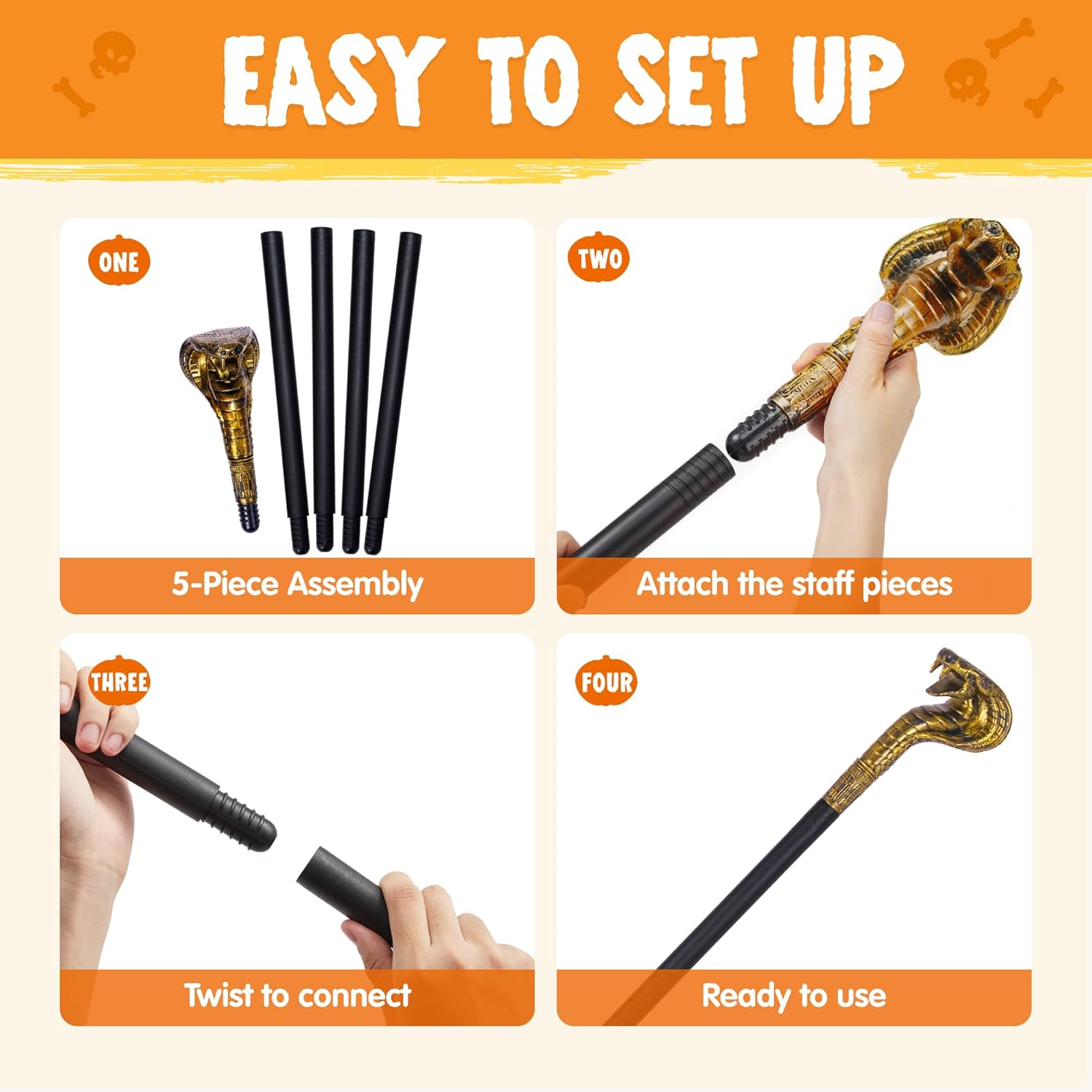 Spooktacular Creations Mystical Pharaoh Accessory Ancient Egyptian Style Staff for Halloween Trick-Or-Treating, Themed Party, Halloween Dress-Up Parties, and Pretend Play Costume Gold image number 1