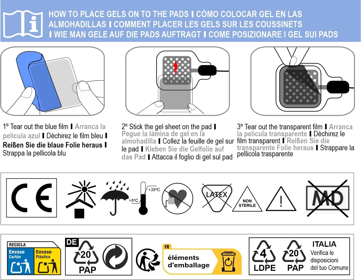 12 Gel Pads Tenspad Silver Compatible with Beurer EM 59 / EM89 Heat Devices. save up to 30% on Price image number 3