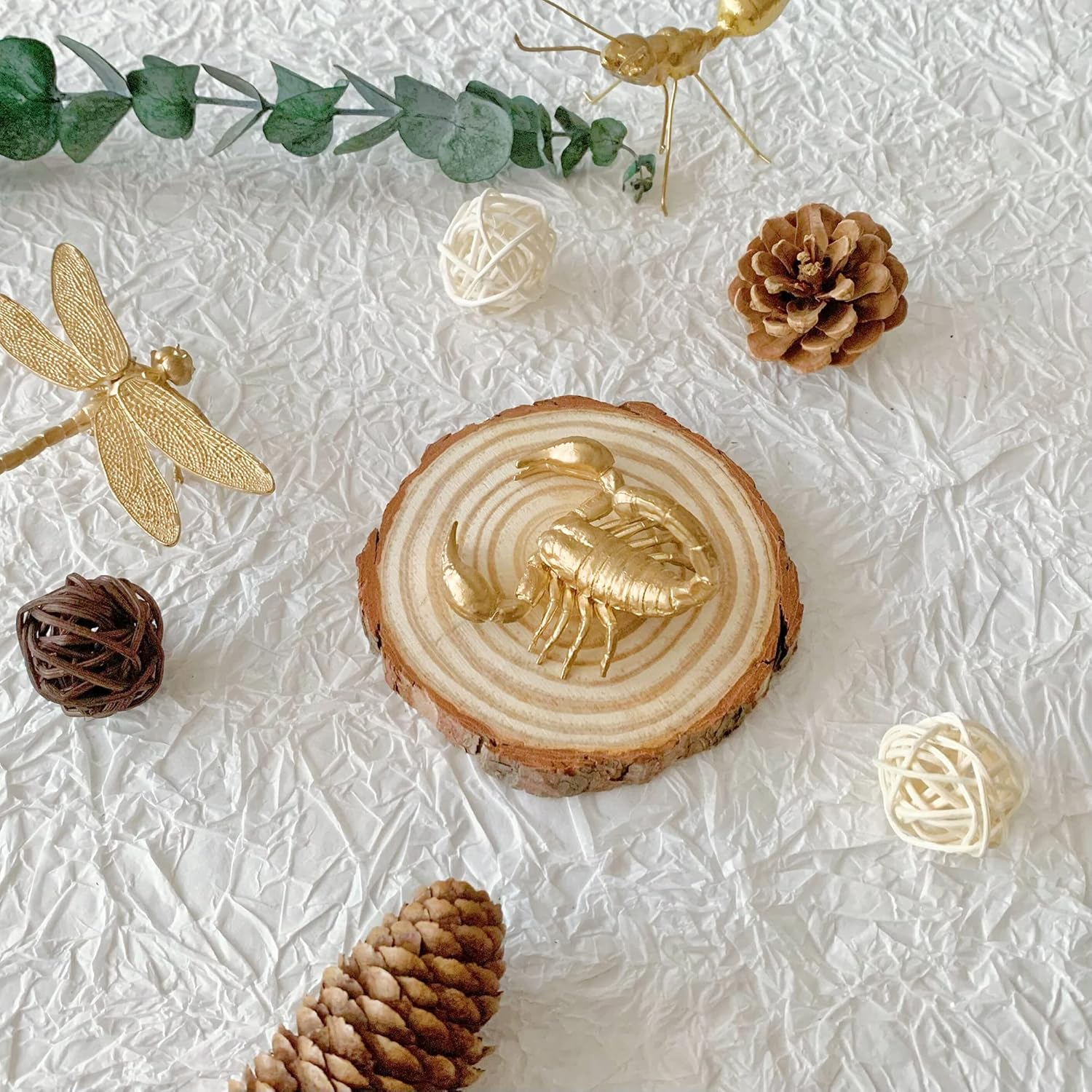 Pasiir Gold Scorpion Figurine Home Decor, Solid Metal Scorpion Centerpiece Decoration, Mini Insect Ornament Animal Desk Figurines for Home Office Desktop - Butterfly image number 3