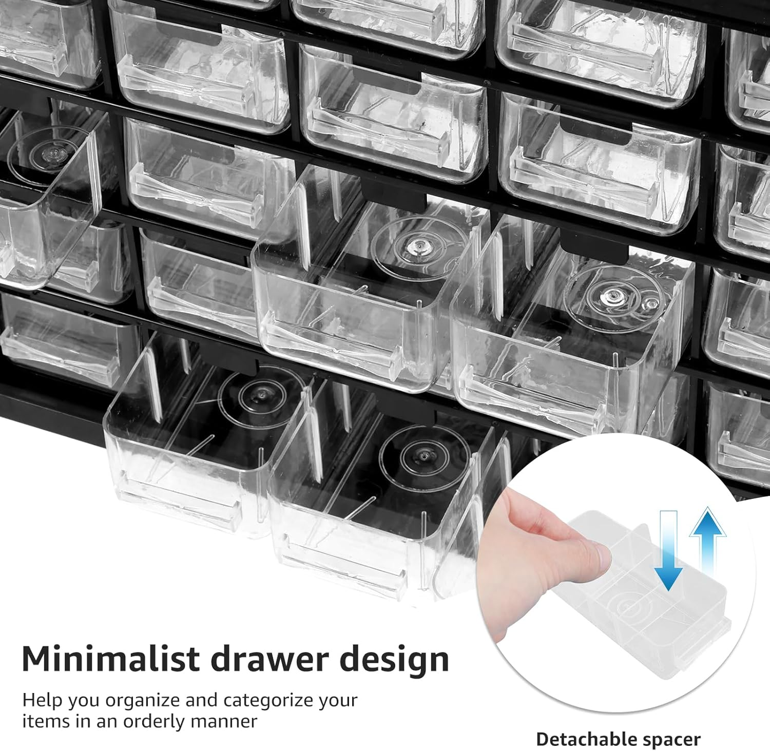 25 Drawers Stackable Organizer Cabinet with 50 Removable Dividers Desk Drawer Organizer Box Stackable Desktop Craft Drawer Cabinet for Hardware Craft 11.5&times;8.9&times;4.8 Inch image number 6