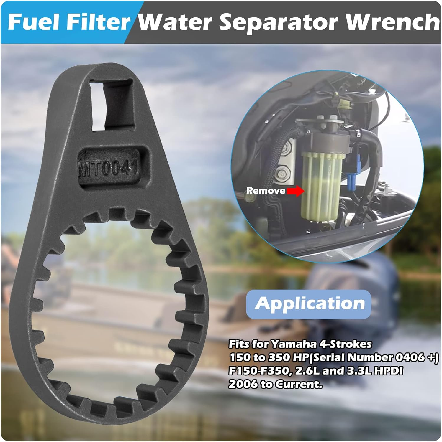 Fuel Filter Water Separator Wrench for Yamaha 2006-2023 4-Strokes 150-350HP (Serial Number 0406 to Current), Replace YB-ACC04 18-79815 Fuel Filter Wrench image number 3
