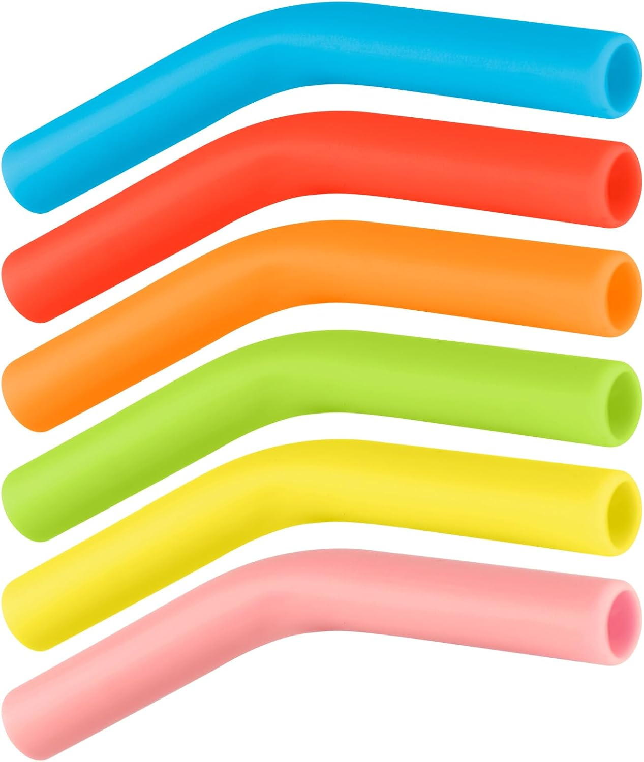6Pcs Silicone Straw Tips, Reusable Straw Tips Covers Replacement Straw Extender Tip Silicone Straw Elbows Tips Fit for 8Mm 5/16 Inch Outer Diameter Metal Stainless Steel Straws Accessories(Multicolor)