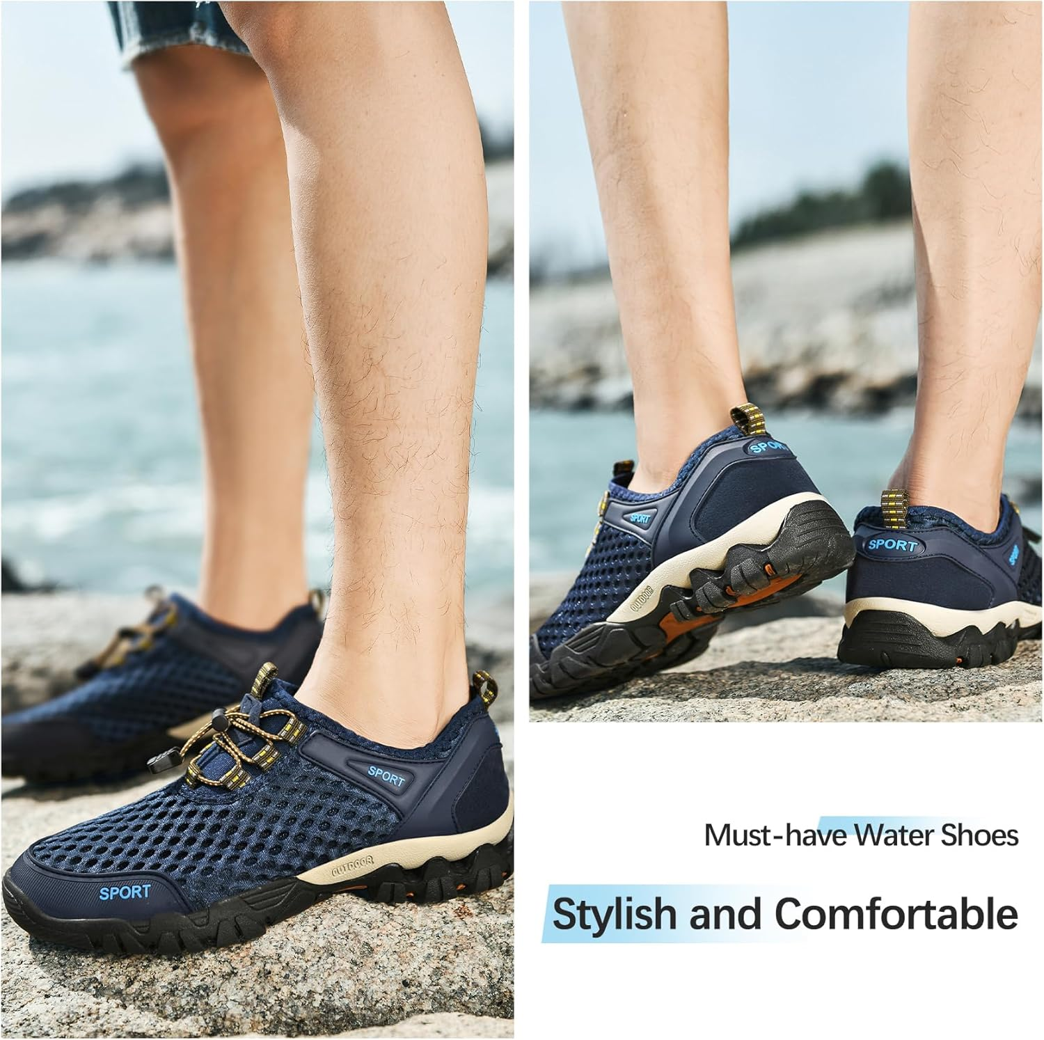 TRAILBLITZ Water Shoes Men Quick Drying Outdoor Hiking Barefoot Boat Footwear Aqua Shoes for Water Sport Waders Diving Hiking Sailing Travel Beach Wading Swimming Fishing Kayaking image number 3