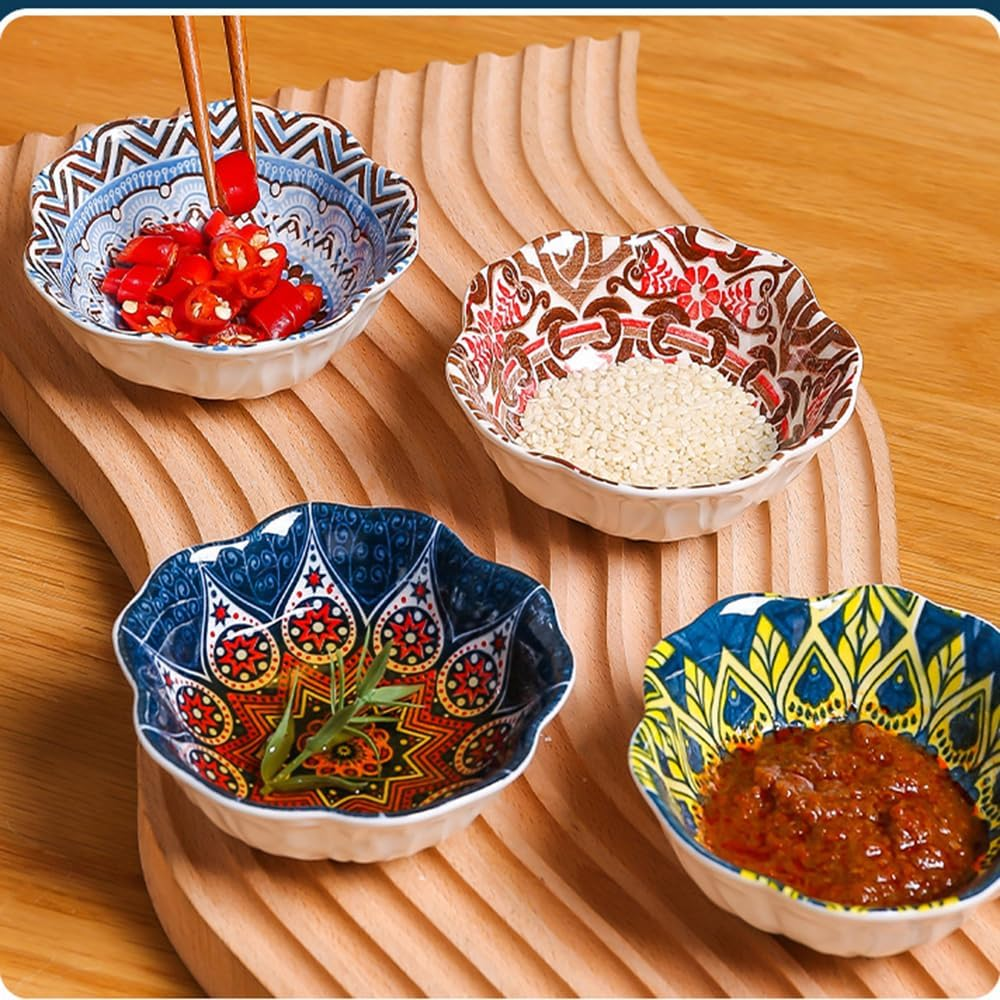 10Pcs 3.3 Inch Ceramic Dipping Sauce Bowls, Dipping Sauce Dishes, Soy Sauce Dish, Side Dish Bowls, Small Dip Bowl for Condiments, Appetizer, Dessert, BBQ, Sushi (Circular Shape) image number 1