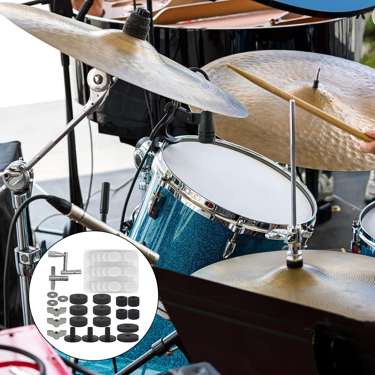 23 PCS Cymbal Replacement Accessories and 30 PCS Drum Dampeners, Sourceton Drum Cymbal Felt Pads, Soft Drum Damper for Drum Cymbal Sound Quality Control and Replacement image number 3