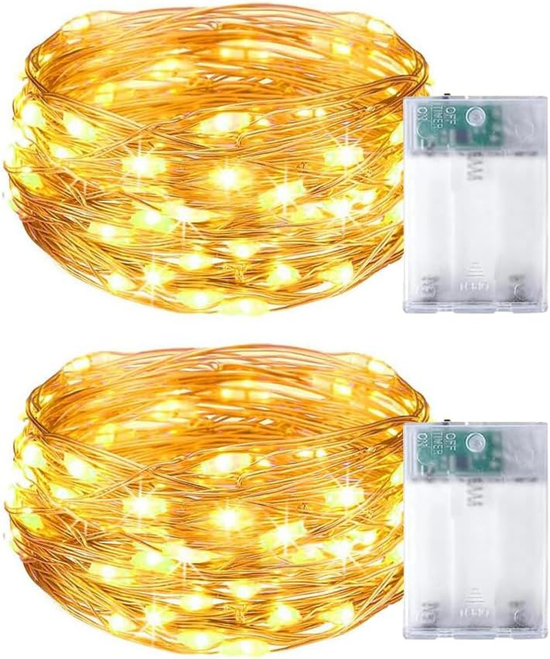 Fairy Christmas Lights Battery Operated, Fyvadio 2Pack 5M/50 LED Warm White String Light, Firefly Starry String Lights DIY, Indoor Lights for Xmas Tree Wedding,Party Events Garden Spring Decoration image number 3
