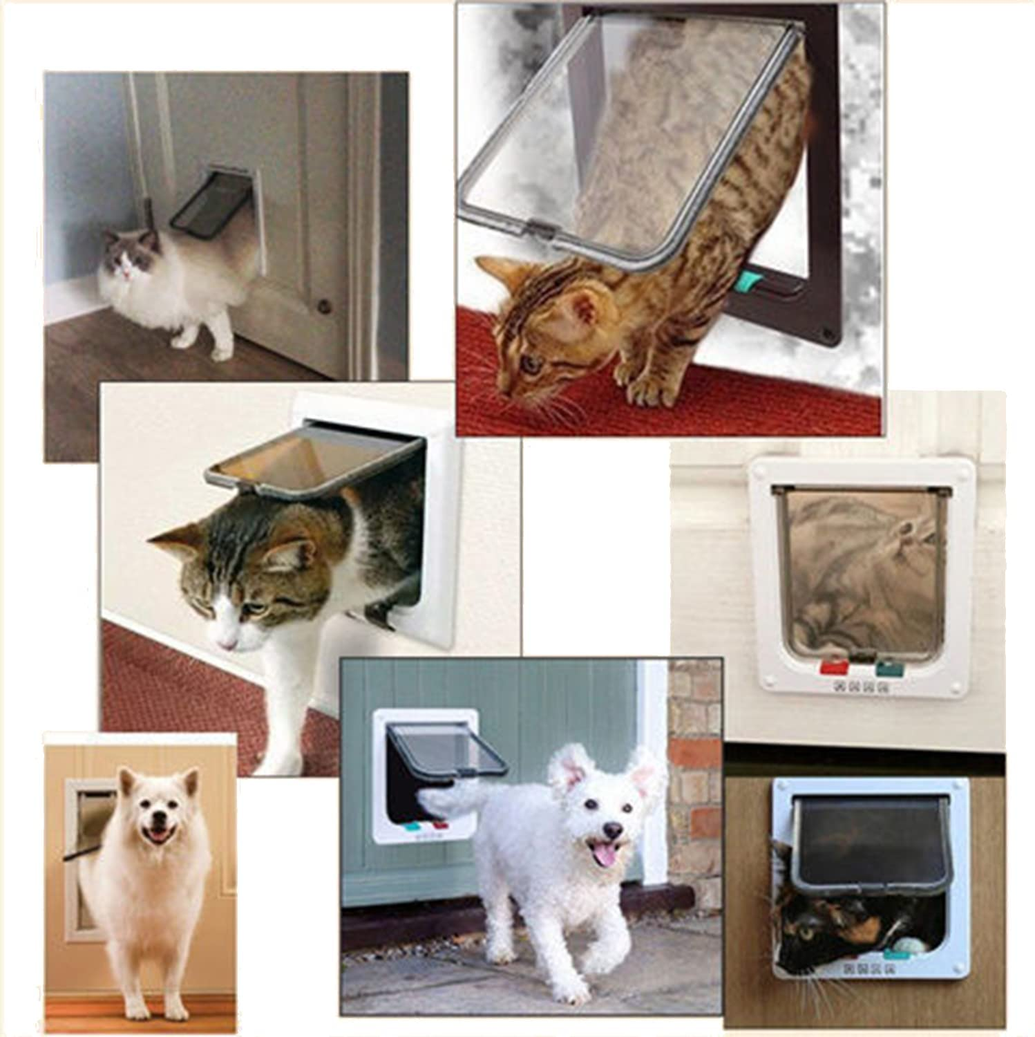 Extra Large Cat Door (Outer Size 11" X 9.8"), 4 Way Locking Large Cat Door for Interior Exterior Doors, Weatherproof Pet Door for Cats & Dog with Circumference < 24.8"(XL, White) image number 5