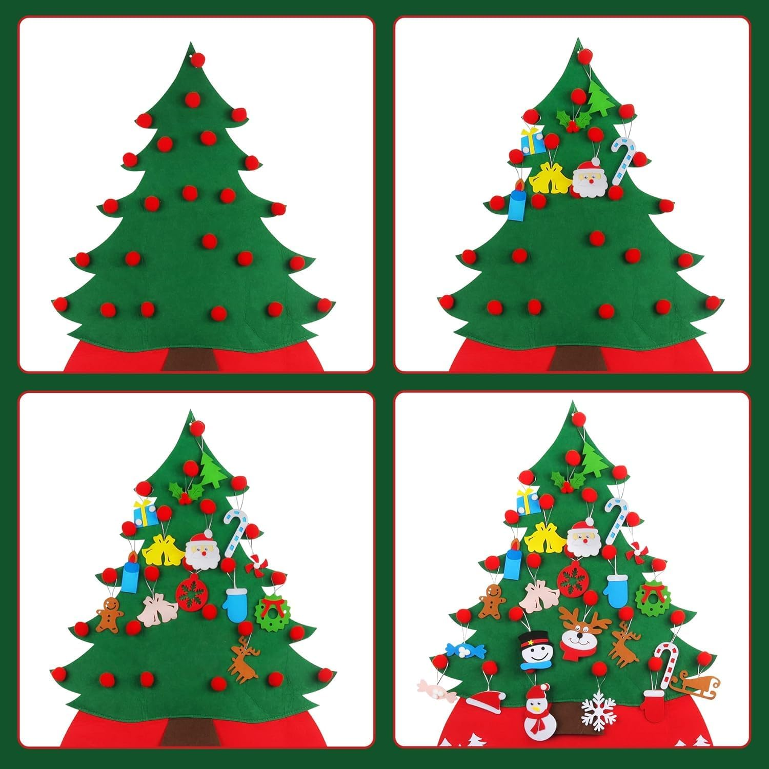 Christmas Advent Calendar 2024, DIY Xmas Tree Felt Countdown Calendar with 24Pcs Reusable Detachable Ornaments for Kids Gifts Wall Door Hanging Decoration Home Office Classroom Holiday Decor image number 2