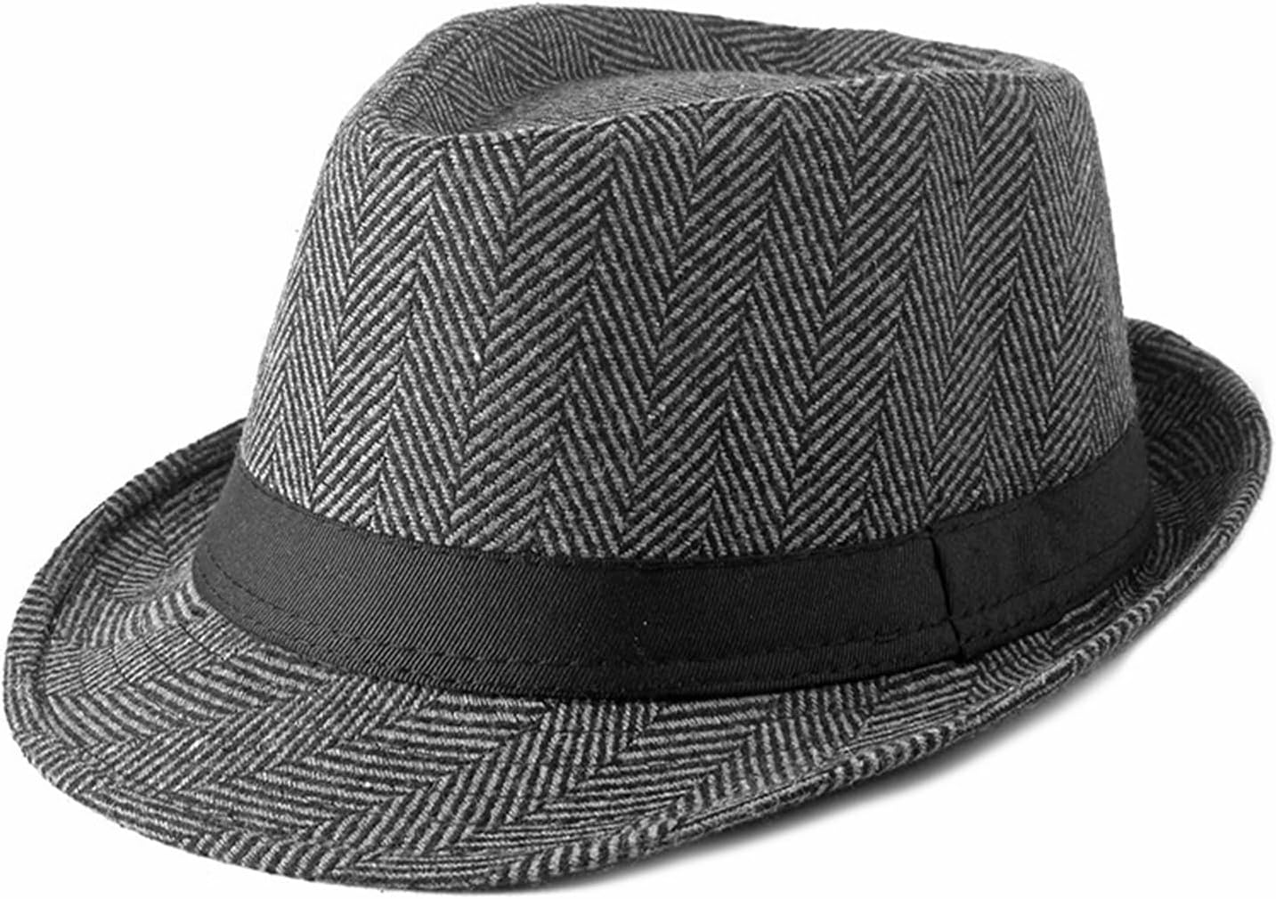 Junha Fedora Hat for Men,Unisex Classic Trilby Fedora Hat,Classic Hat Gray