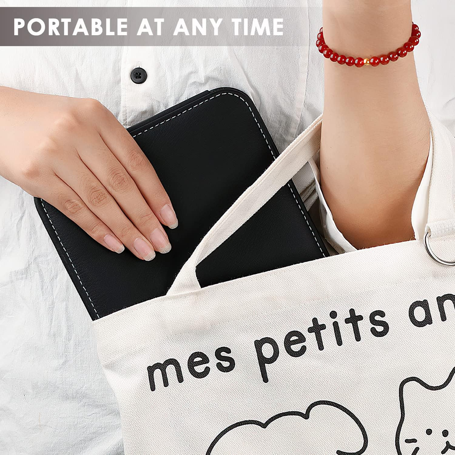 Portable Folding Makeup Mirror, PU Leather Cushioned Cover Vanity Mirror with Stand for Travel Outing Tabletop Personal (White) image number 2