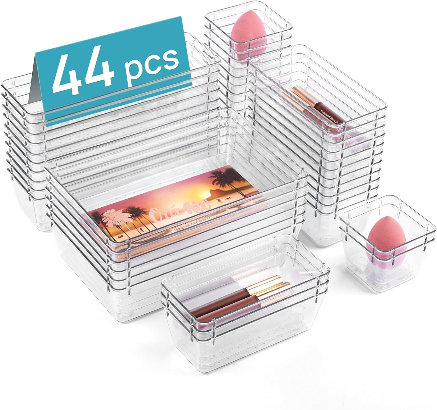 Vtopmart 44 PCS Clear Plastic Drawer Organizers image number 4