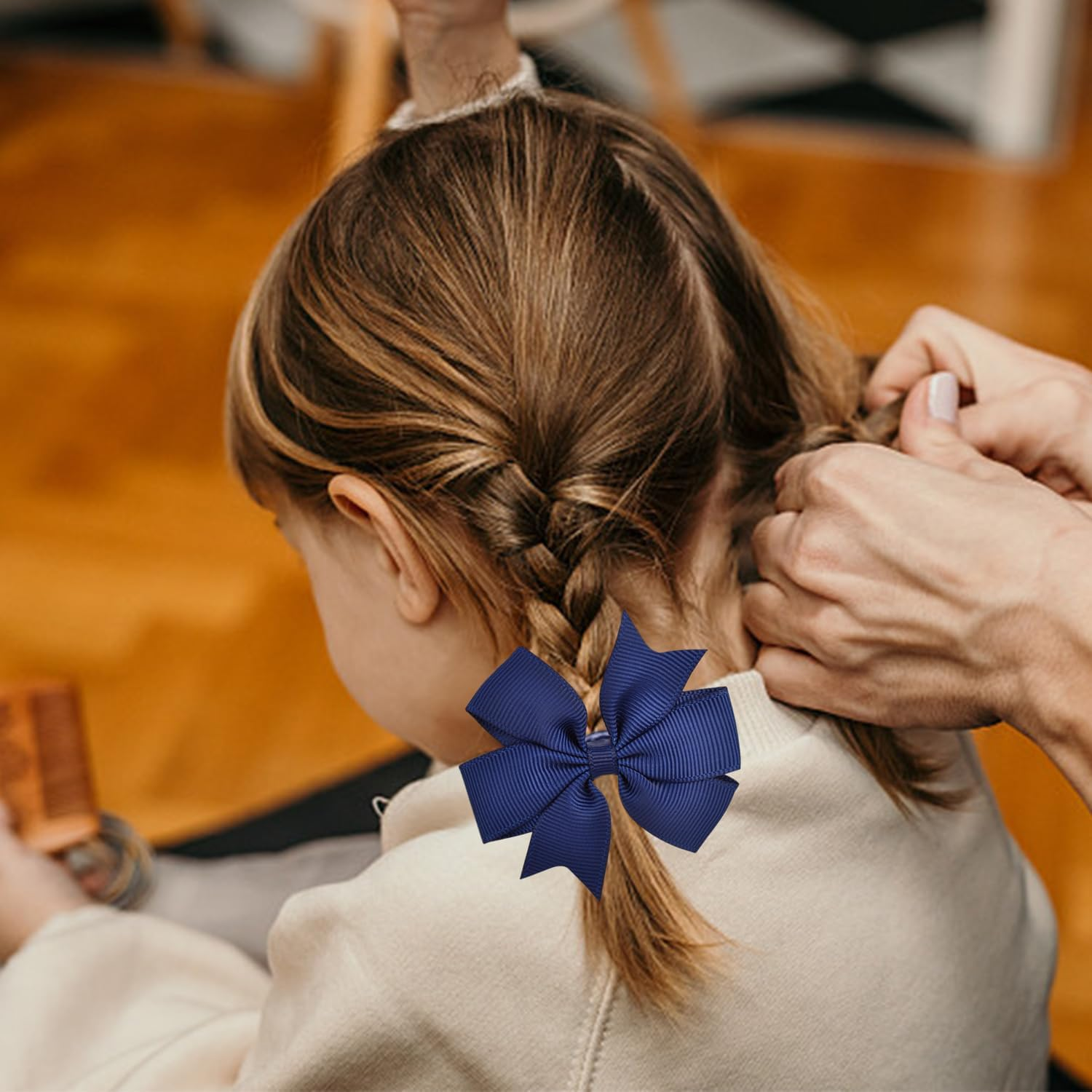 4 Navy Blue Hair Pins and 4 Hair Ropes, Blue Headpiece Set, Hair Accessories for Kids Bows, Ponytail Hair Ring Hair Band image number 4