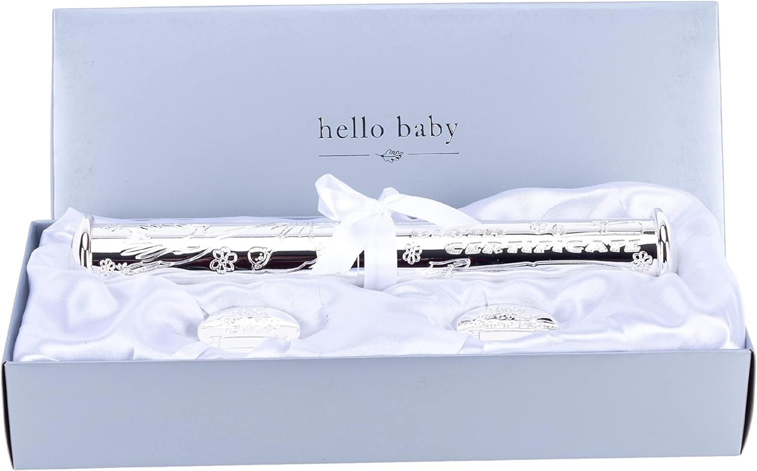 Quality Silver Plated Birth Certificate Scroll Tube and Display Stand image number 1