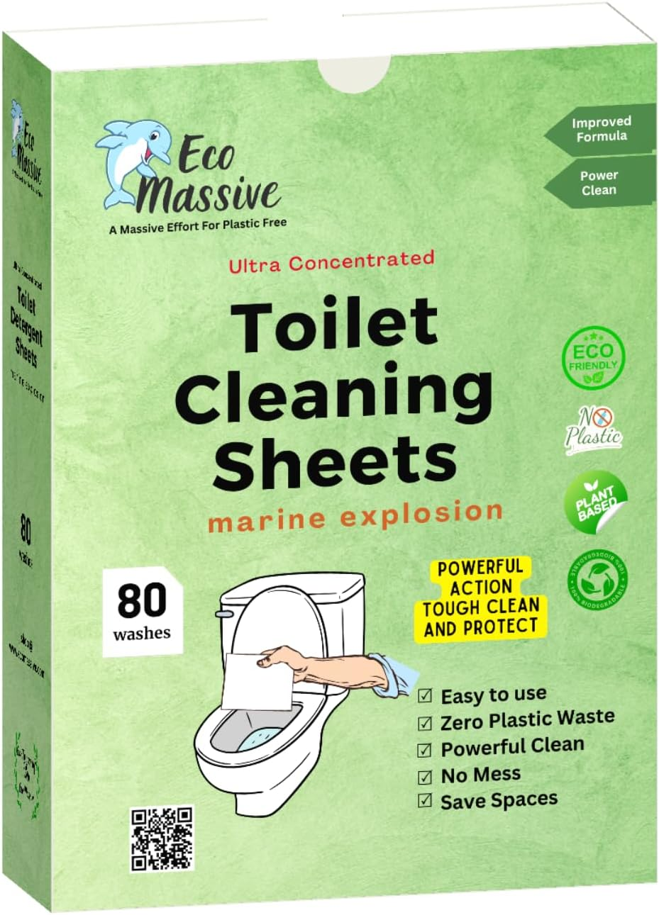 Toilet Cleaning Sheets/Eco-Strips. Eco Massive'S Eco-Friendly Ultra Concentrated Plastic-Free Packaging, for Refreshing and Effective Toilet Cleaning- 80 Washes, Marine-Explosion Fragrance image number 5