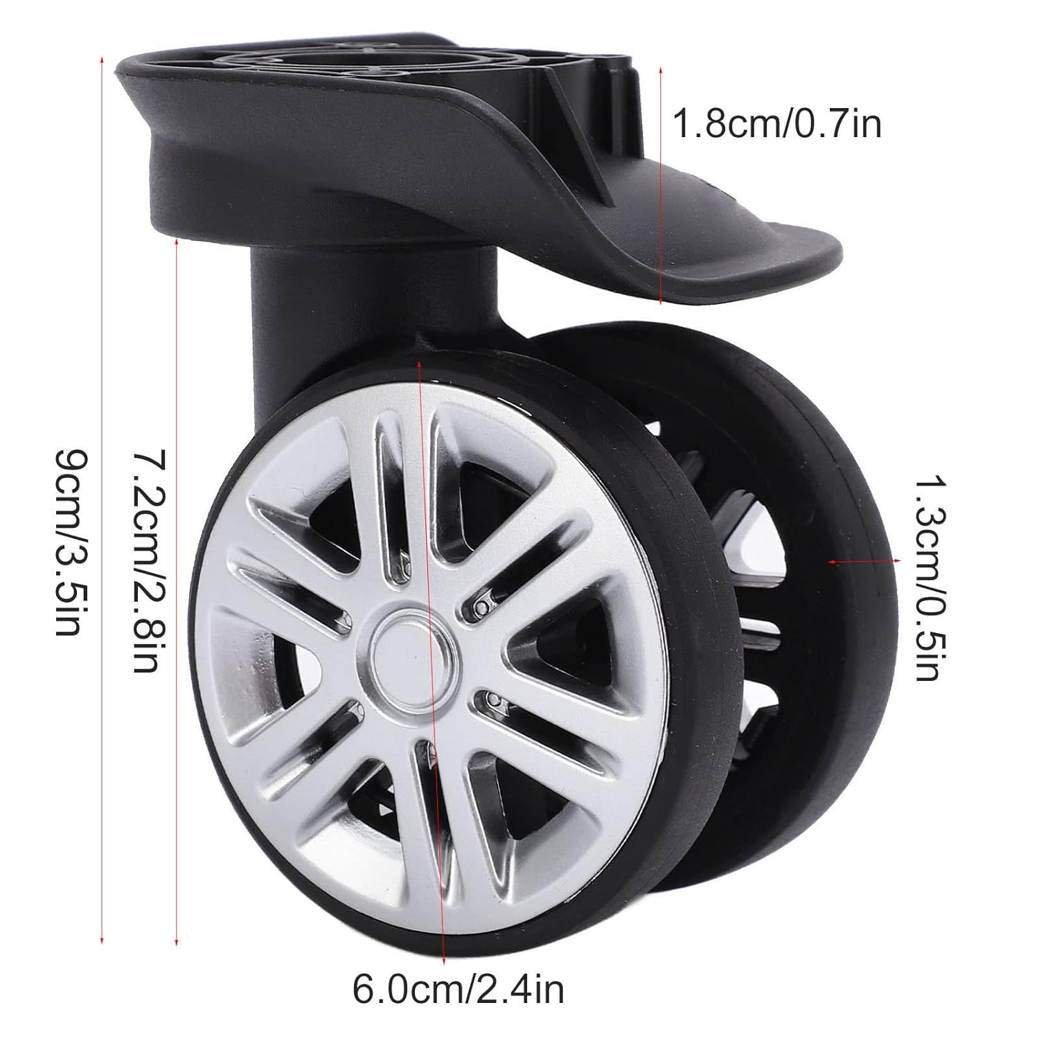 Suitcase Caster, Practical Durable 1 Pair Luggage Swivels Wheels Suitcase Swivels Casters Repalcement Double Row Wheels image number 5