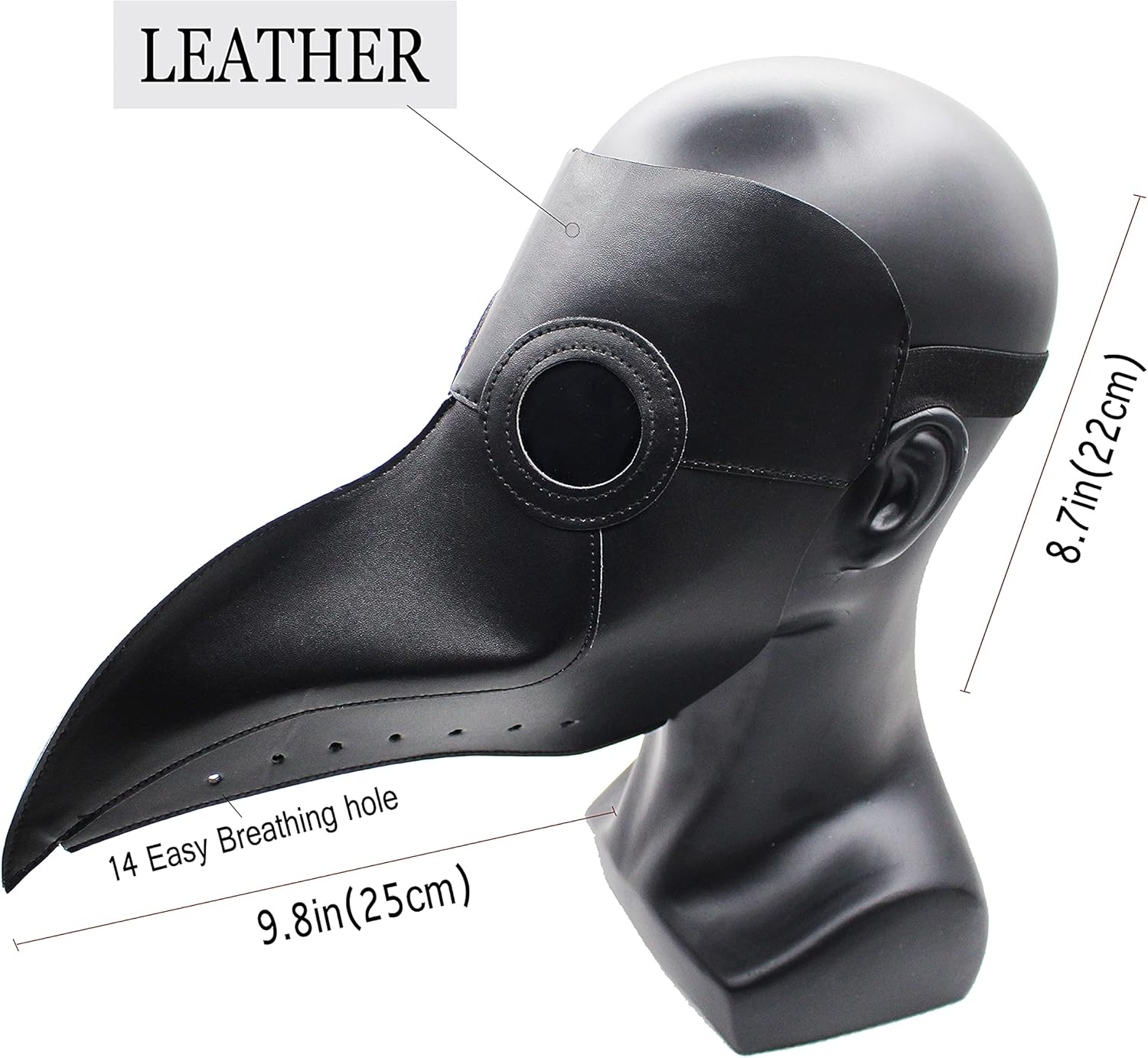 Plague Doctor Mask Set Bird Leather Masks and Hooded Cloak Combo Long Nose Beak Cosplay Halloween Costume Props image number 5