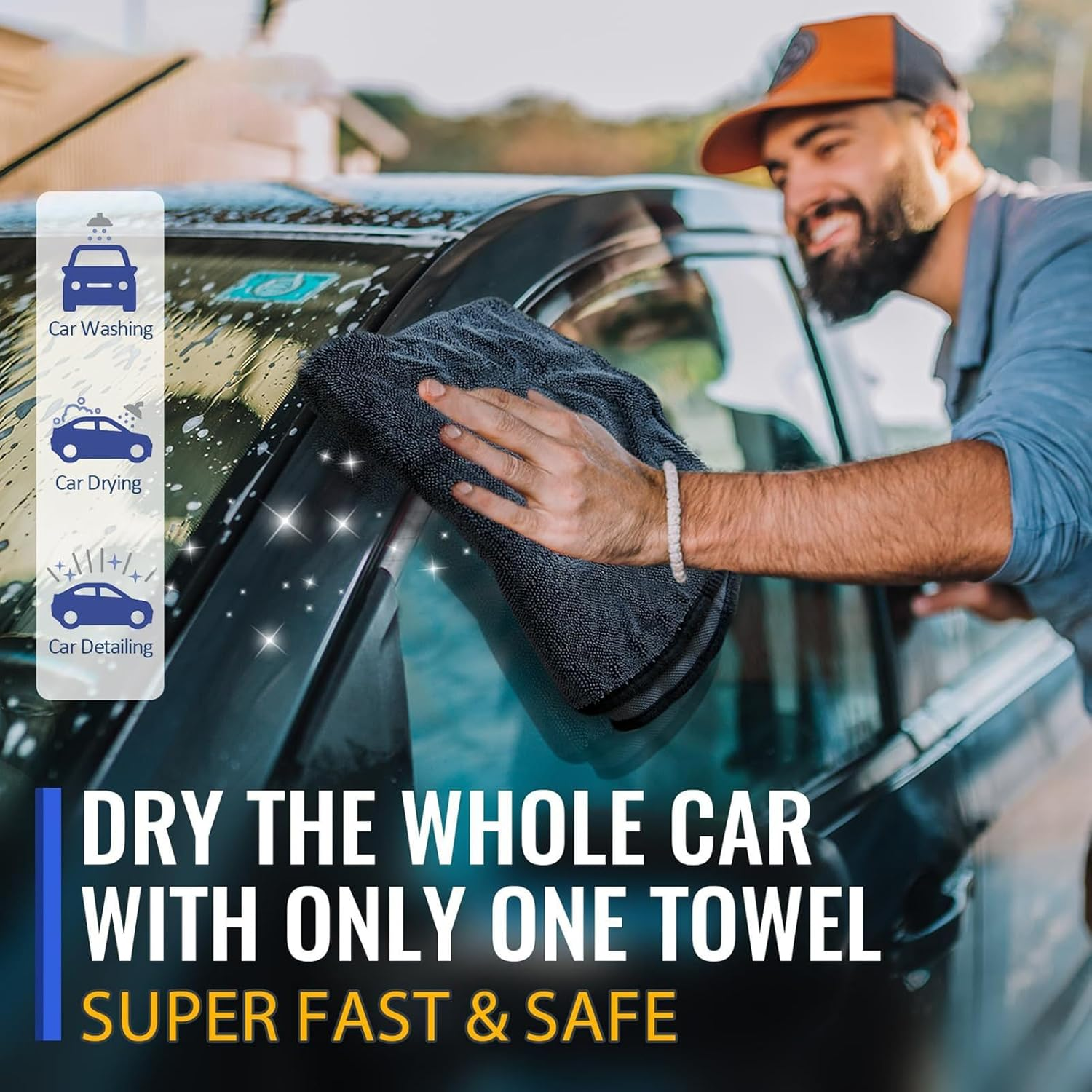 Car Wash Towels Drying - Ultra Absorbent Streak Free Cleaning Supplies,Microfiber Car Towels Cleaning Cloth - for SUV RV Sedan Automotive Detailing Washing Polishing Exterior Interior Window Glass Win image number 6