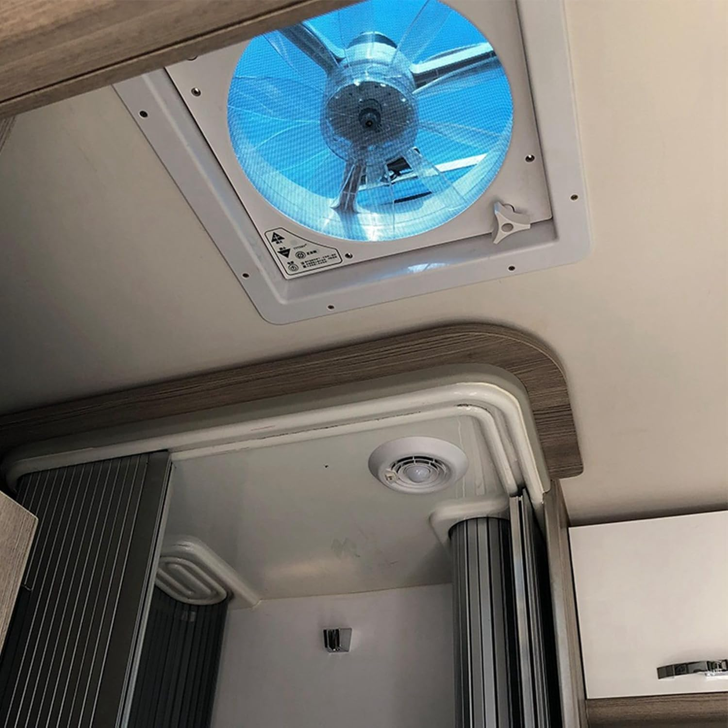 12V RV Roof Ventilation Ceiling Exhaust Fan Air Vent Grille Strong Wind Fan with LED Light for Caravan Trailer image number 6