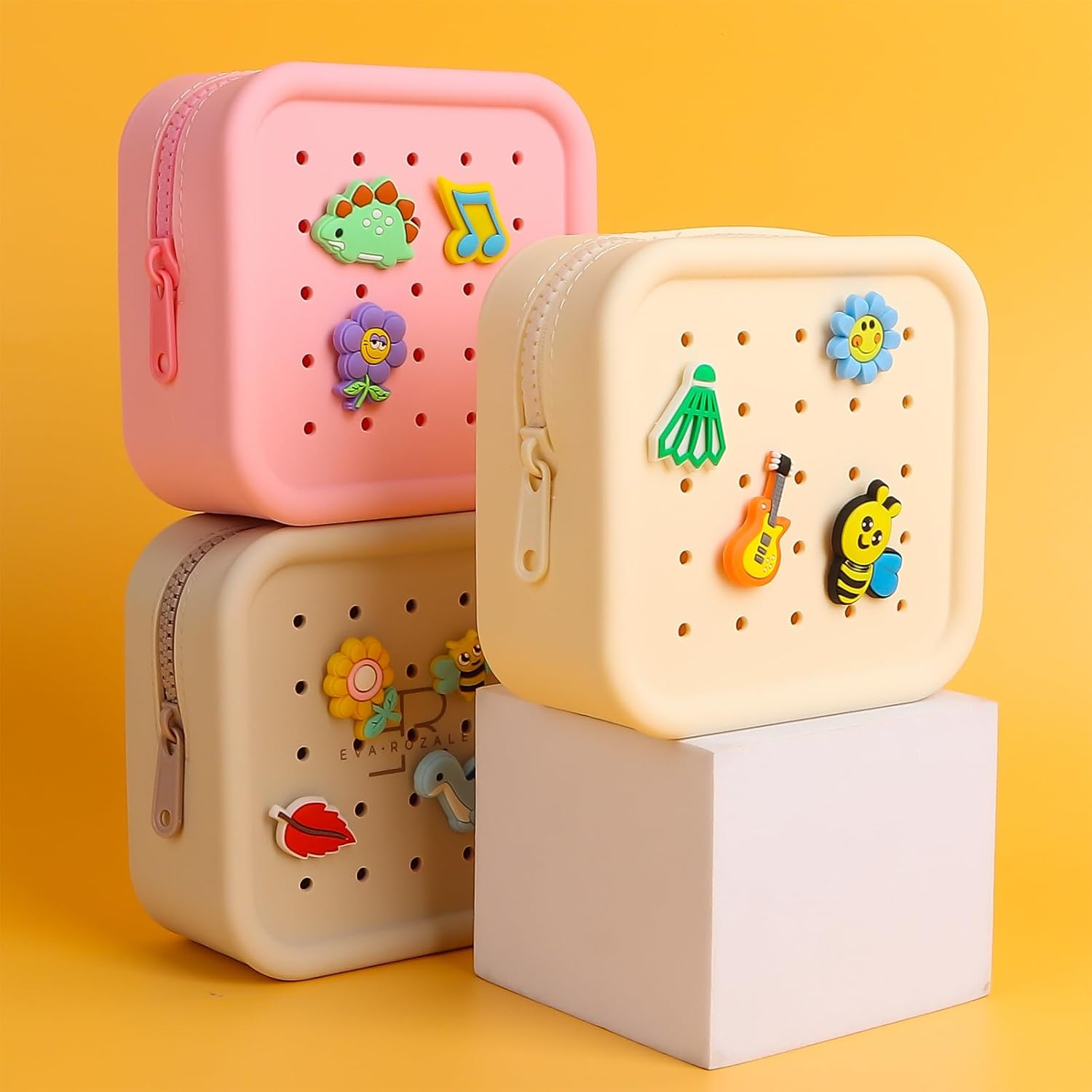 DDPOND Silicone Makeup Bag with Holes, Small Waterproof Travel Cosmetic Bag, Stylish Travel Toiletry Pouch, Multi-Purpose with Holes Pouch Perfect for Sports, Beach, Pool(07Beige) image number 5