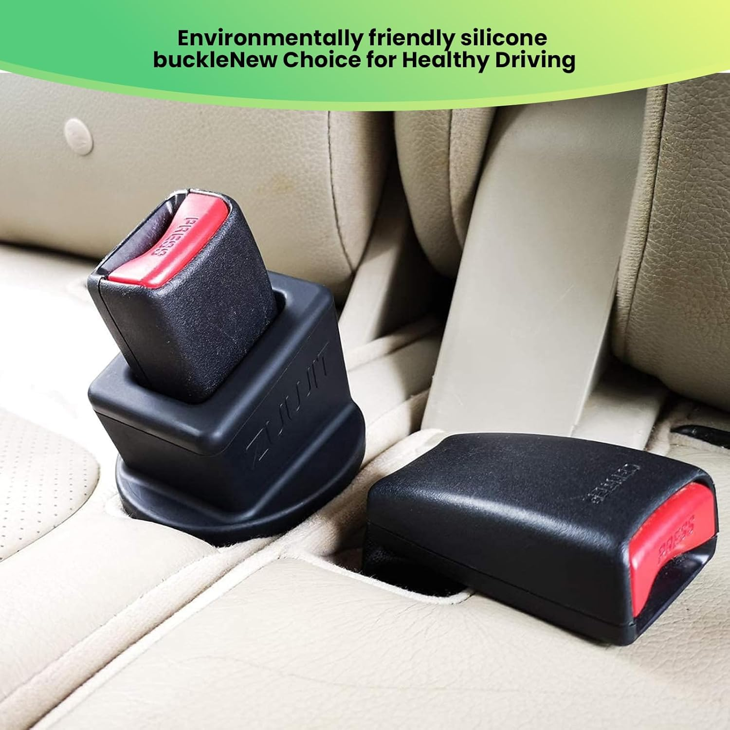 Seat Belt Buckle Holder, 2 Pcs Seat Belt Holder, Silicone Easy Access Vehicle Seatbelt Booster, Buckle Extender for Kids Car Accessories, Suitable for Most Car Models(Black) image number 4