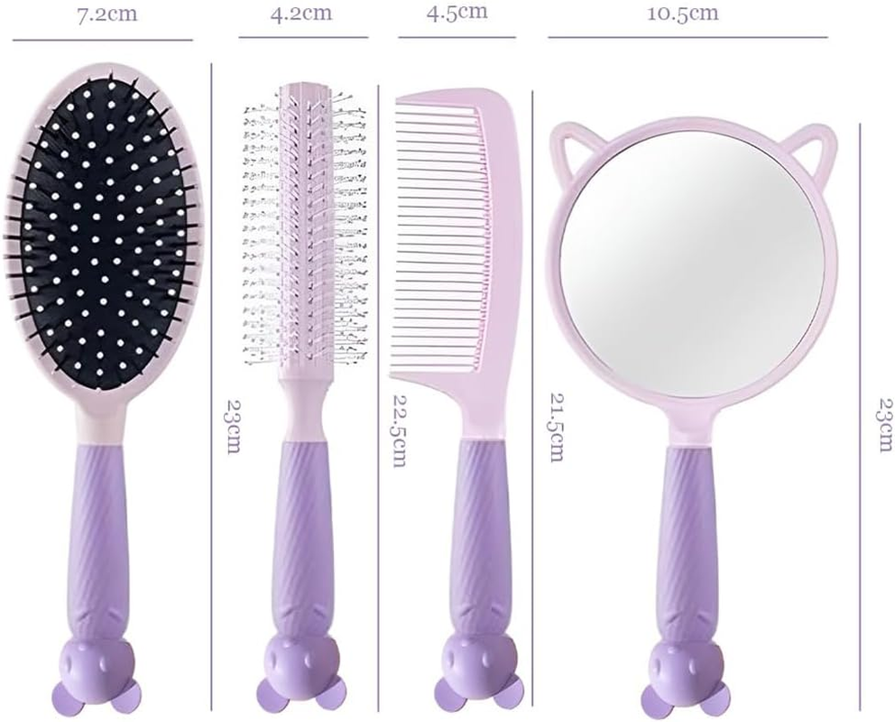 MOTRAIN 3D Air Cushion Massage Comb Set, Anti-Static Wide Teeth Air Cushion Combs for Detangling & Scalp Care,Self-Cleaning Design for Straight, Curly & Long Hair, Includes Handheld Mirror image number 6