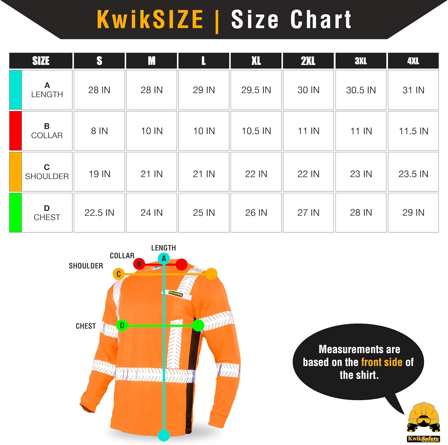 Kwiksafety (Charlotte, NC Renaissance Man | Class 3 Long Sleeve Safety Shirt | ANSI Work Wear | Hi Vis Moisture Wicking Silver Fishbone | Men Women Construction Exercise Security | Orange 3XL image number 5