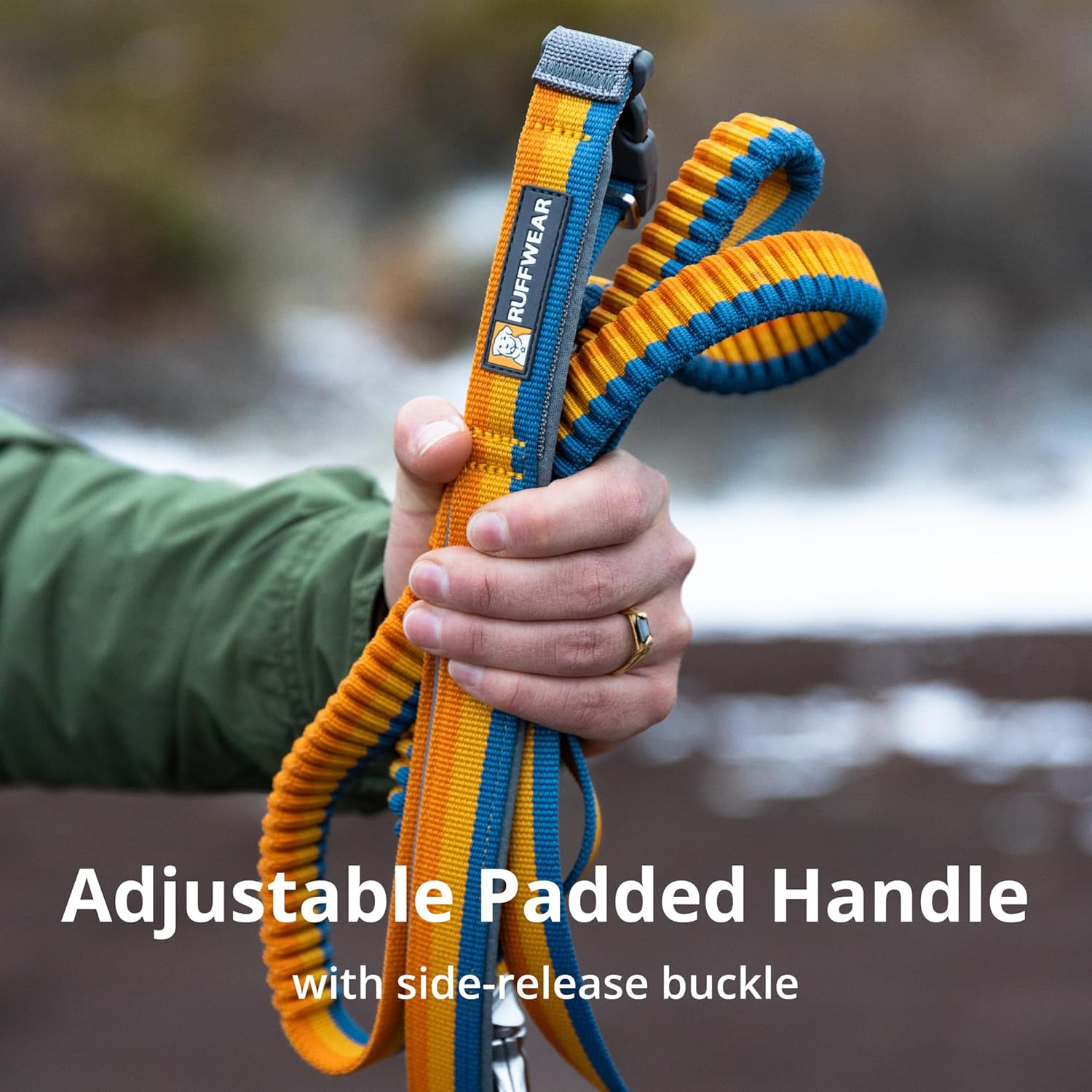 RUFFWEAR Roamer Bungee Dog Lead, Running Dog Leash, Extendable Dog Lead, Hand Held or Waist Worn Lightweight Adjustable Dog Rope, Premium Pet Accessories for Walks, 1.7-2.1M Long, River Rock Green image number 5