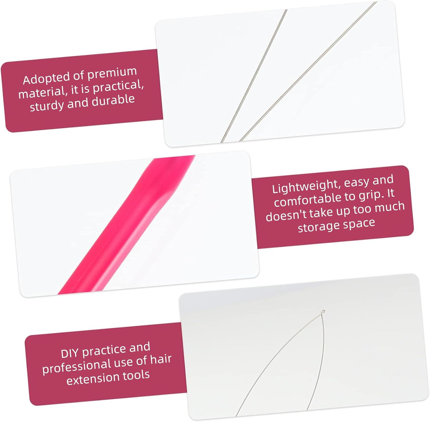 Hzqzaoan Hair Extension Pliers for Removal &ndash; Professional Hair Extensions Kit Tools with Loop Threader for Micro Rings & Nano Beads | 3-Hole Hair Extension Pliers, Hair Tools for Stylists image number 3