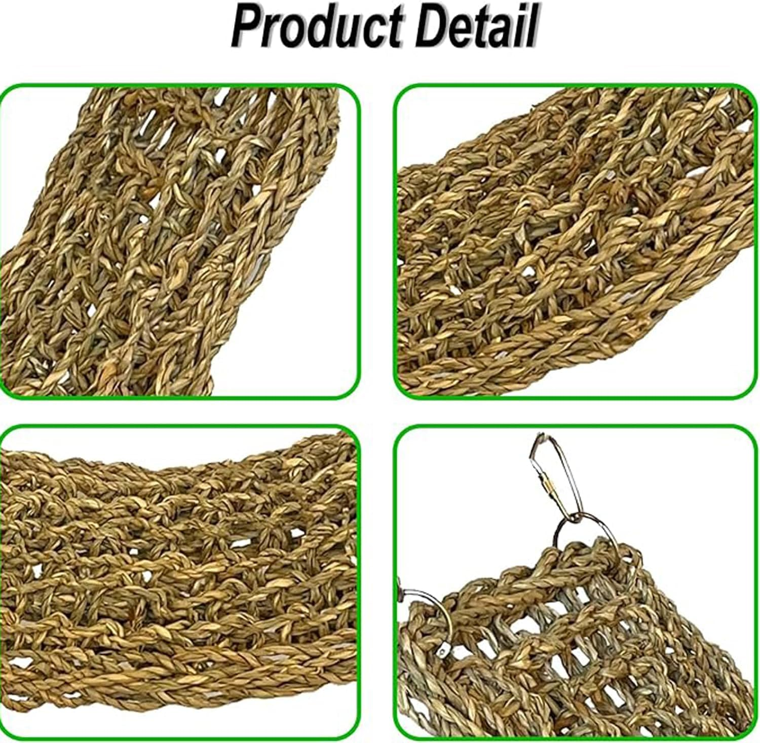 Lxcshljx Bird Seagrass Mat, 29.5"X7" Natural Grass Woven Net Hammock Hanging on Parrot Cage, Parakeet Climbing Rope Ladder Mat, Chew Toy for Pigeon Lovebird Cockatiel Conure Budgie Bearded Dragon image number 5