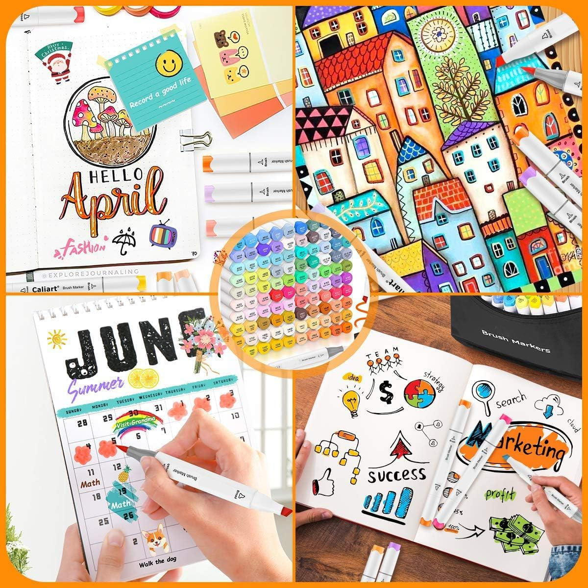 Alcohol Markers Brush Tip, 168 Colours Dual Tips Art Markers, Brush & Chisel Tip Alcohol Based Permanent Colouring Markers Drawing Pens for Kids Adults Artist Calligraphy Sketching Bullet Journal image number 3