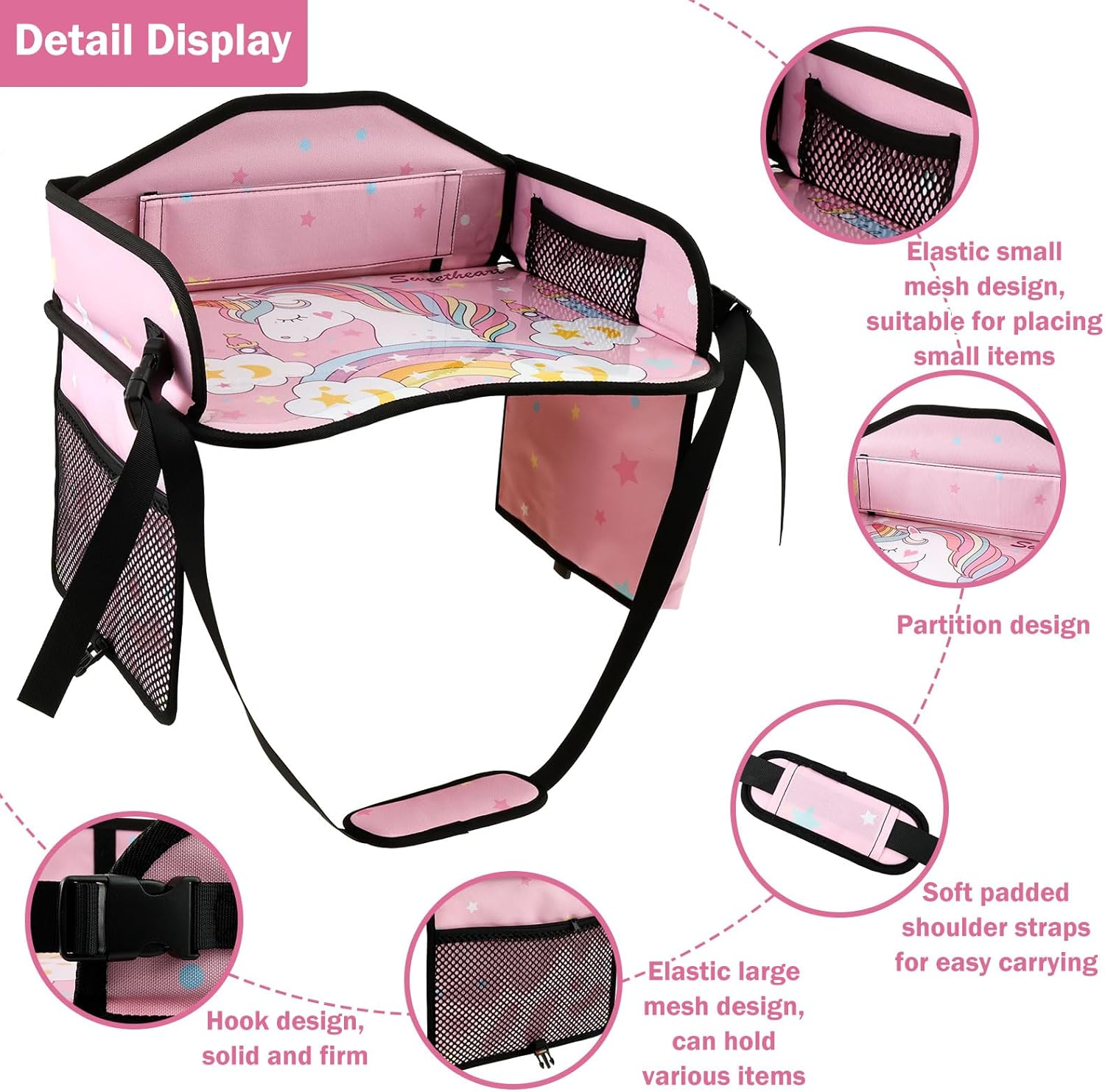 Enduring Car Seat Tray Portable Kid Travel Table Multifunctional Car Seat Tray Table for Children Road Trip Activity Kids Travel(Style2) image number 2