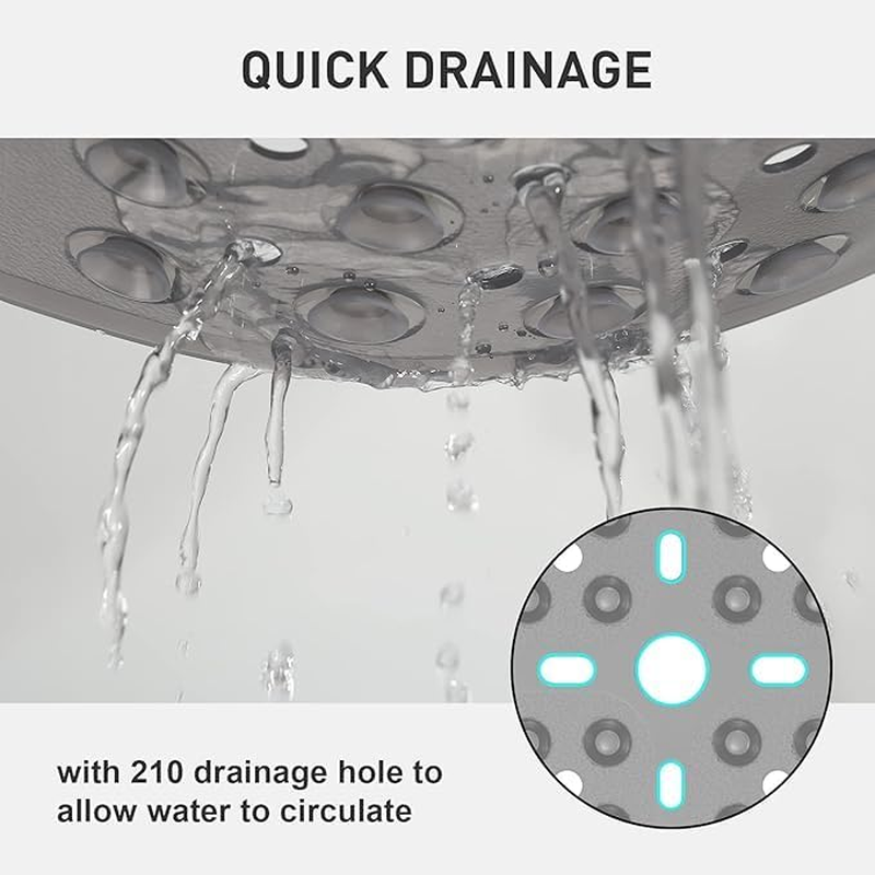 Large Square Shower Mat 69X69Cm for inside Shower Non-Slip anti Mould Shower Mats with Drain Holes & Powerful Suction Cups Shower Pad Bath Mat Shower Stall Floor Mat for Gym Hotels Bathroom (Grey) image number 1