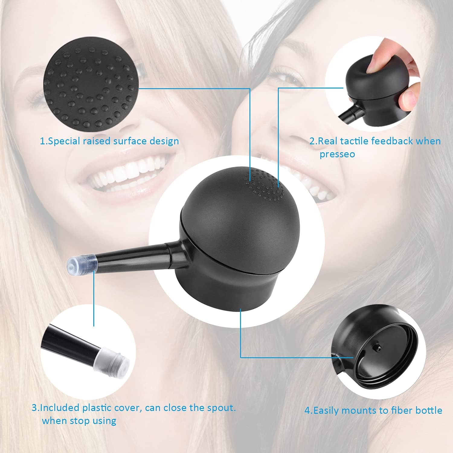 Hair Building Fibers Spray Pump Applicator, Spray Applicator Pump Nozzle for Hair Fibers to Instantly Thicken Thinning or Balding Hair for Men and Women, Natural Hair Loss Concealer Tool image number 6