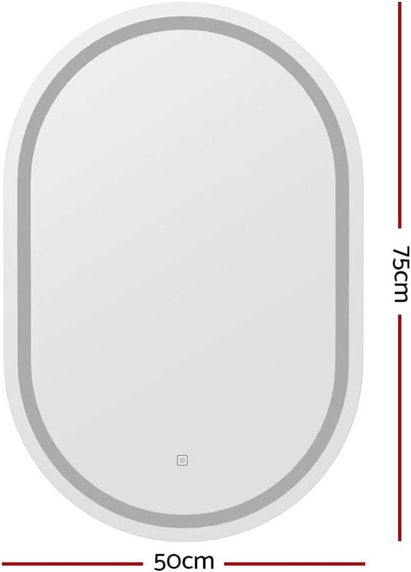Embellir Oval LED Bathroom Mirror, 50X75Cm Wall Mirror with Anti-Fog Technology, Vanity Mirrors with 3 Colors Temperature,Shower Mirror with Lights,Wall Mounted Makeup Mirror, Tempered Glass image number 5