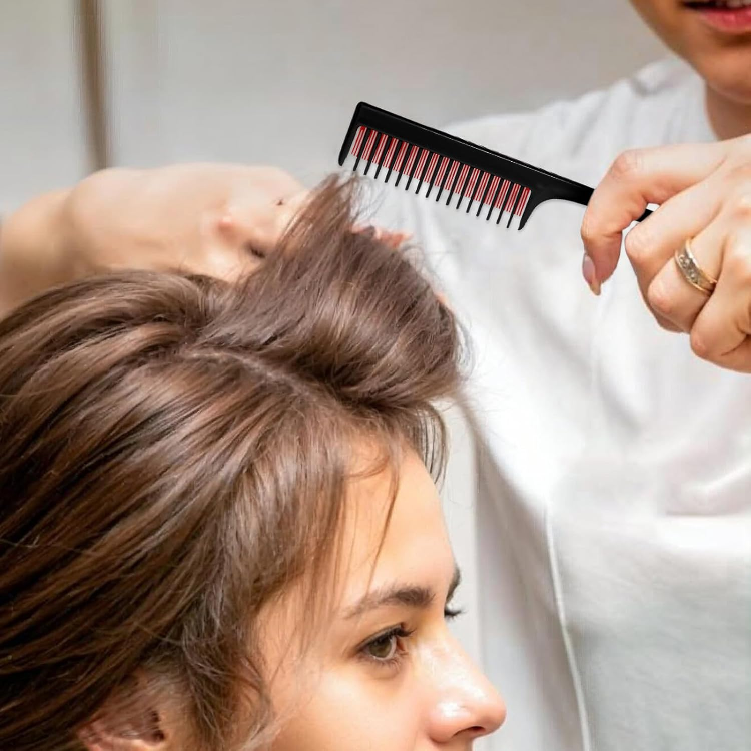 Pack of 3 Touping Comb Triple Teasing Comb for Women and Men, Handle Comb Hairdresser Heat-Resistant Plastic Rat Tail Comb Teasing Compartment Combs for Braiding Hair Styling Touping, Volume image number 1