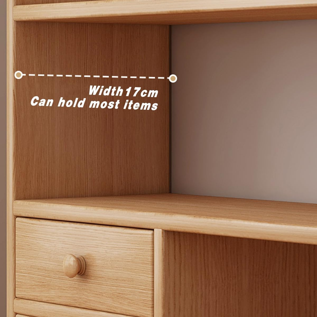 AIMALL Expandable Desktop Bookshelf -Desktop Storage Organizer - Wooden Bookshelf for Home or Office - 60Cm X 17Cm X 48Cm