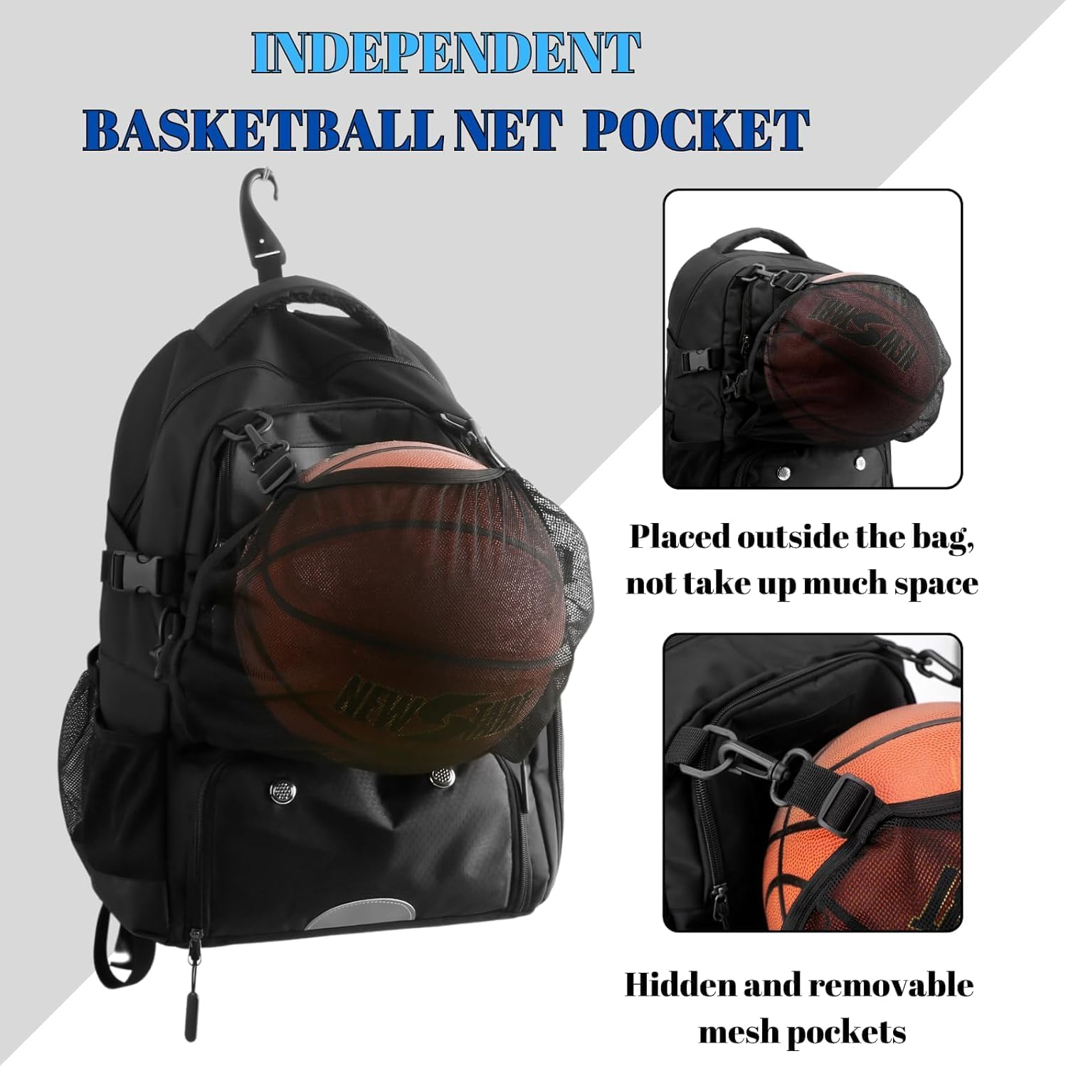 Basketball Bag Soccer Backpack Sports Equipment Bags with Separate Ball Holder&Shoes Compartment&Shoe Organizer for Volleyball image number 4