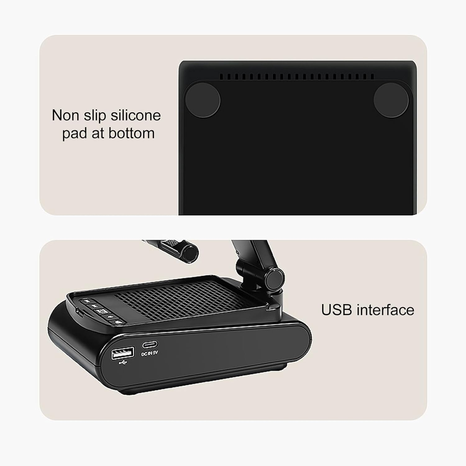 Asixxsix Cell Phone Stand with Wireless Speaker, anti Slip Foldable Adjustable Phone Tablet Holder Speaker HD Surround Sound with Charging Cable for Home Office Outdoor image number 3