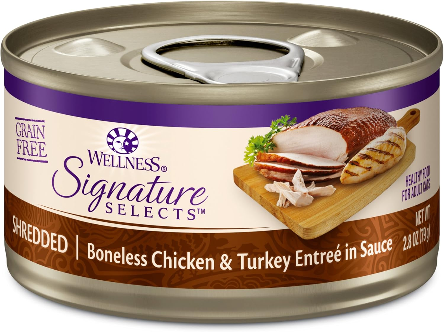 Wellness CORE Signature Selects Shredded Adult Wet Cat Food, Natural, Protein-Rich, Grain Free, 2.8 Ounce, 12 Pack (Chicken & Turkey) image number 2