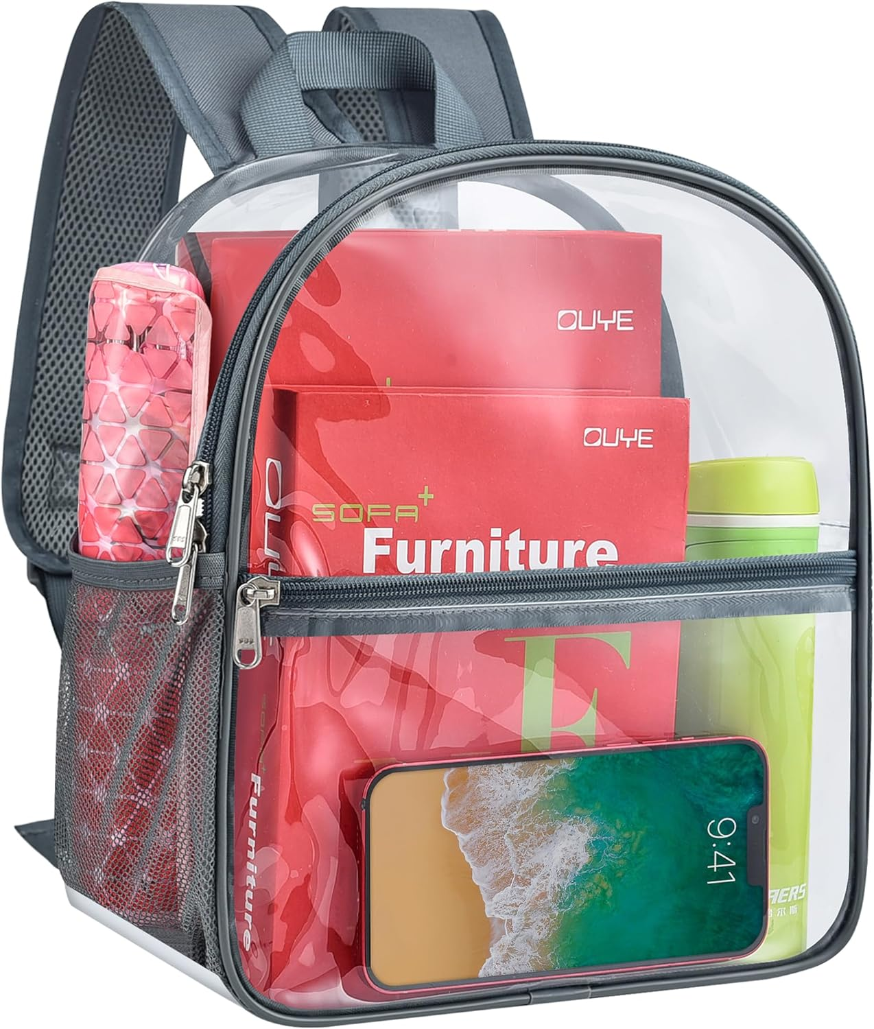 Paxiland Clear Backpack Stadium Approved 12&times;12&times;6, Clear Heavy Duty Mini Backpack for Concert Sport Events Work Travel School