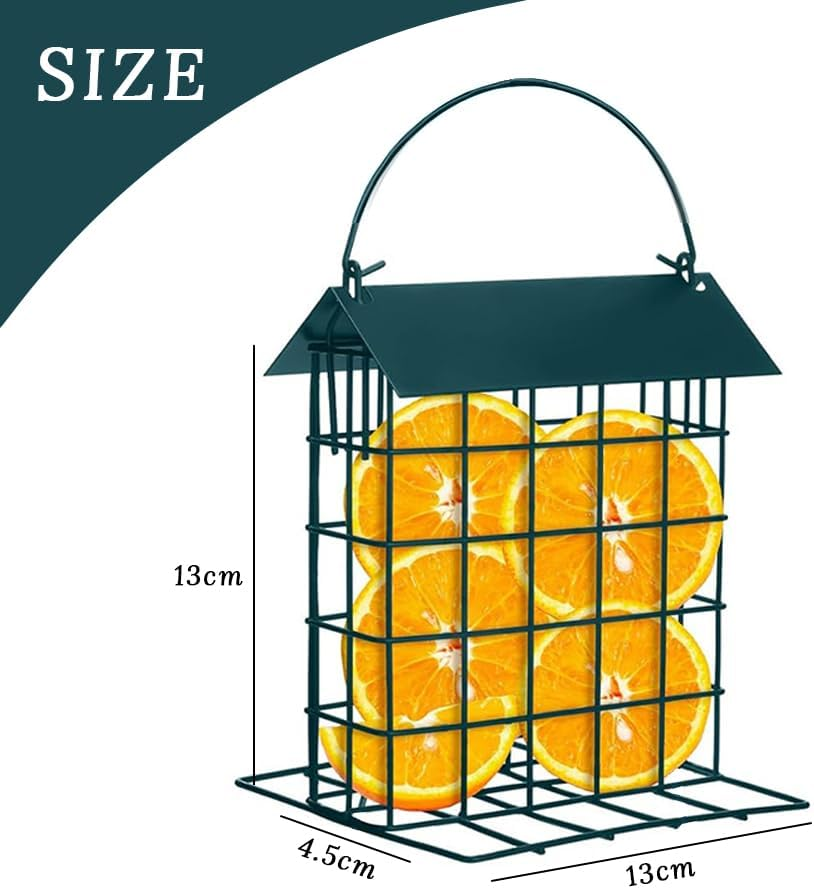 HALODAY 4-Piece Outdoor Wild Bird Feeder, Outdoor Hanging Tallow Stand, Metal Squirrel-Proof Feeder for Orioles, Hummingbirds, Chickadees, Nuthatches, for Outdoor, Yard, Garden (Green) image number 2