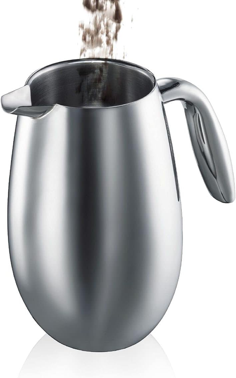 Bodum COLUMBIA Coffee Maker, Thermal French Press Coffee Maker, Stainless Steel, 17 Ounce